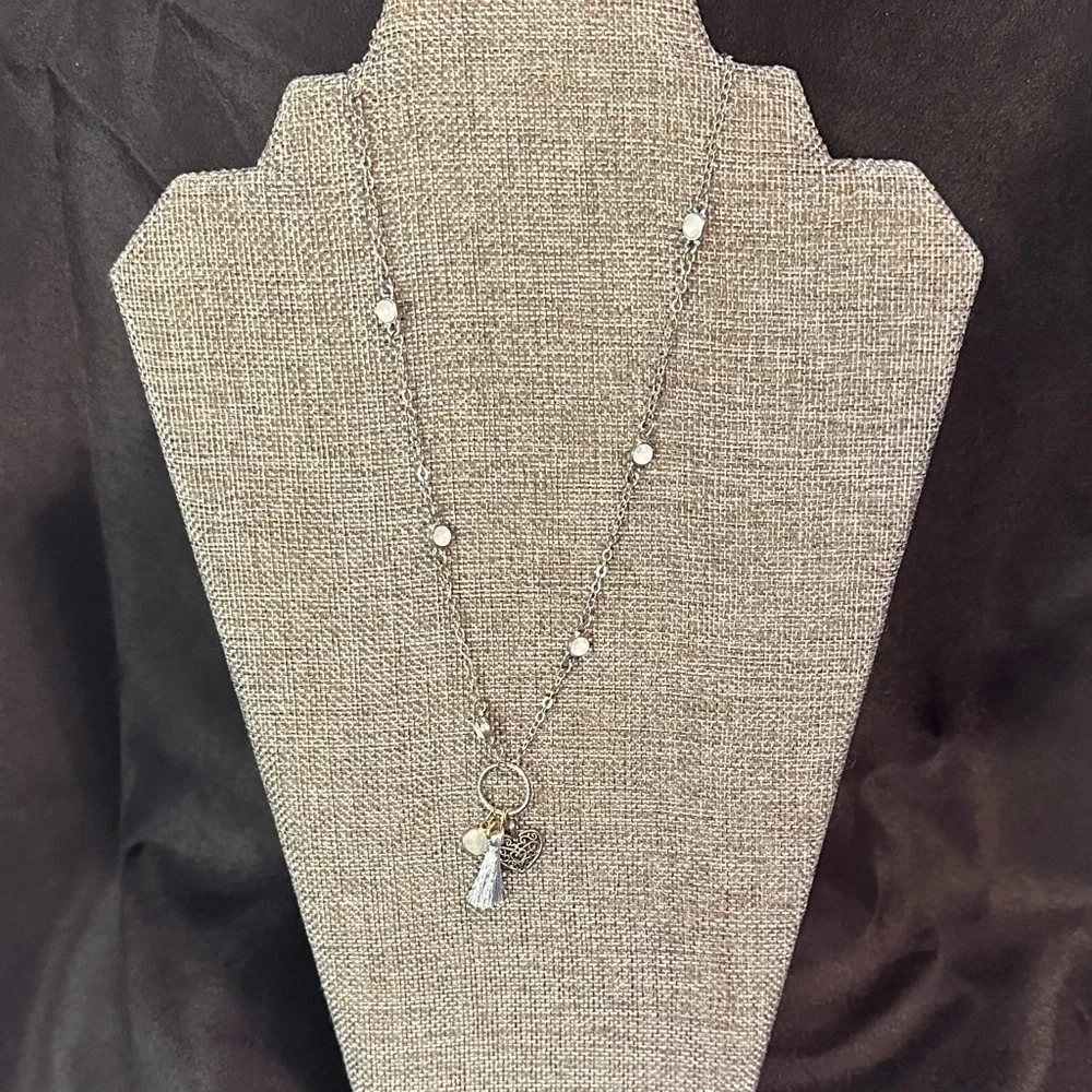 Hand Crafted Silver Tone Necklace with Charms